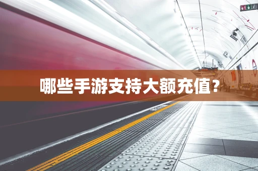 哪些手游支持大额充值？